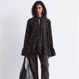 NWOT & Other Stories Black Floral Ruffle Blouse